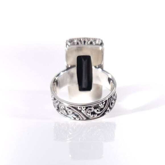 Thai Black Spinel Bali 15 Carats Ring Size 7.25 - Picture 7 of 11